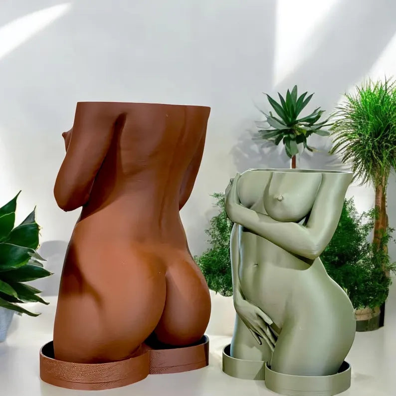 Unique Pot Artistic Naked Woman Planter, Fun Shy Decor, Quirky Office Decoration, Artistic Home Gift Idea, shy woman plant pot