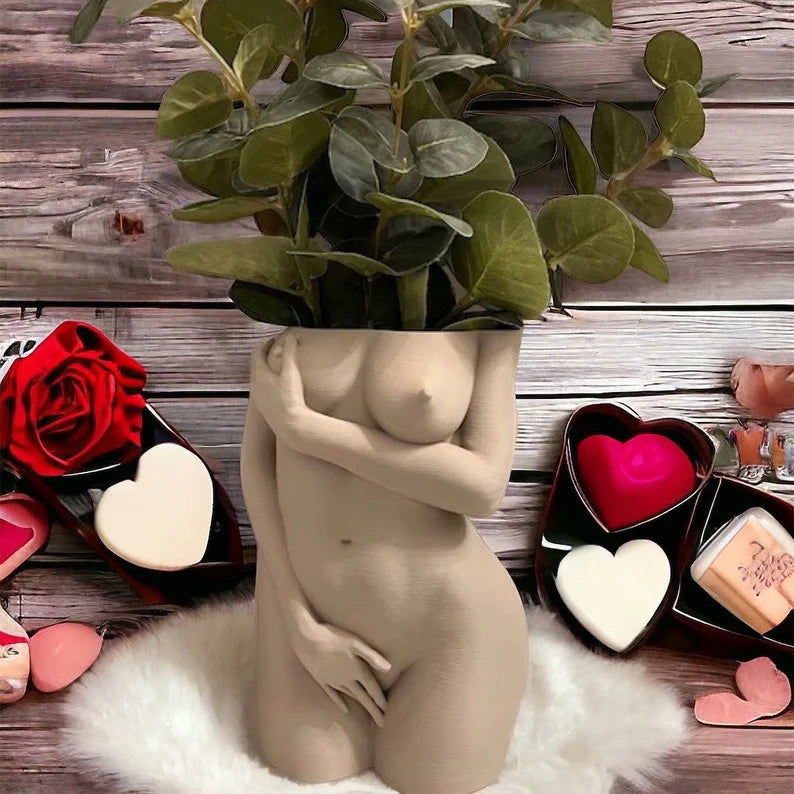 Unique Pot Artistic Naked Woman Planter, Fun Shy Decor, Quirky Office Decoration, Artistic Home Gift Idea, shy woman plant pot