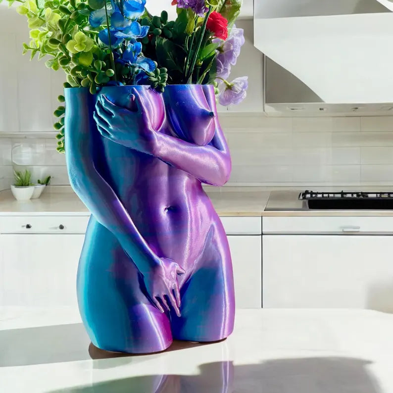 Unique Pot Artistic Naked Woman Planter, Fun Shy Decor, Quirky Office Decoration, Artistic Home Gift Idea, shy woman plant pot