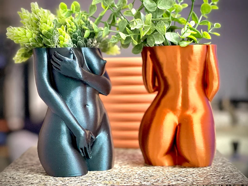 Unique Pot Artistic Naked Woman Planter, Fun Shy Decor, Quirky Office Decoration, Artistic Home Gift Idea, shy woman plant pot