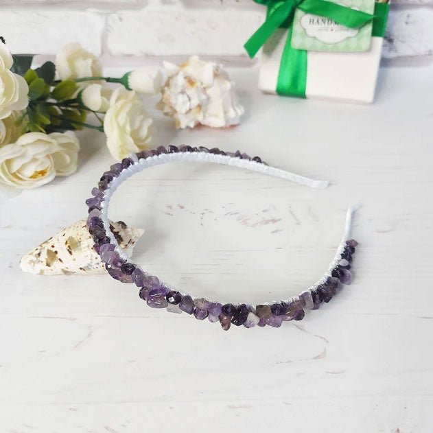 Amethyst jewelry, purple gem hair accessories, crystal hair accessories