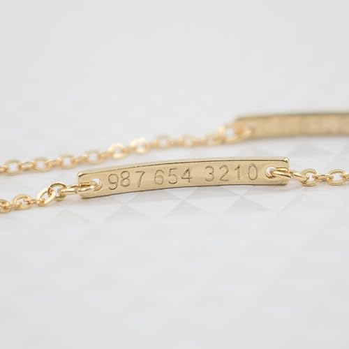 Baby Name Bar id Bracelet Baby Gift Personalized gift 16k Gold Plated Dainty Hand Stamp Your Baby Name Customized New Born to Children First Birthday Great Gift