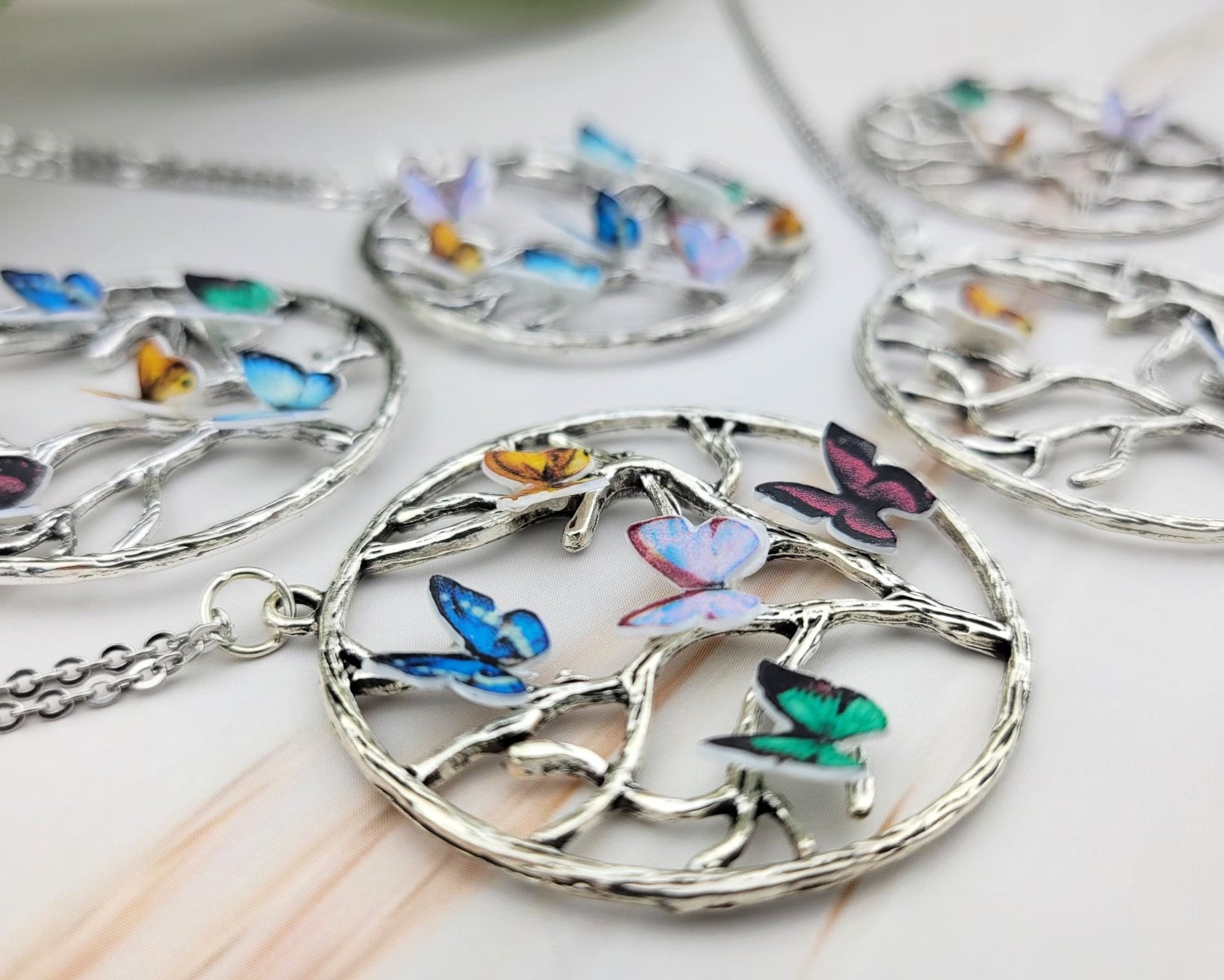 Butterfly Birthstone Necklace - Birthstone Jewelry -  Tree of Life Necklace