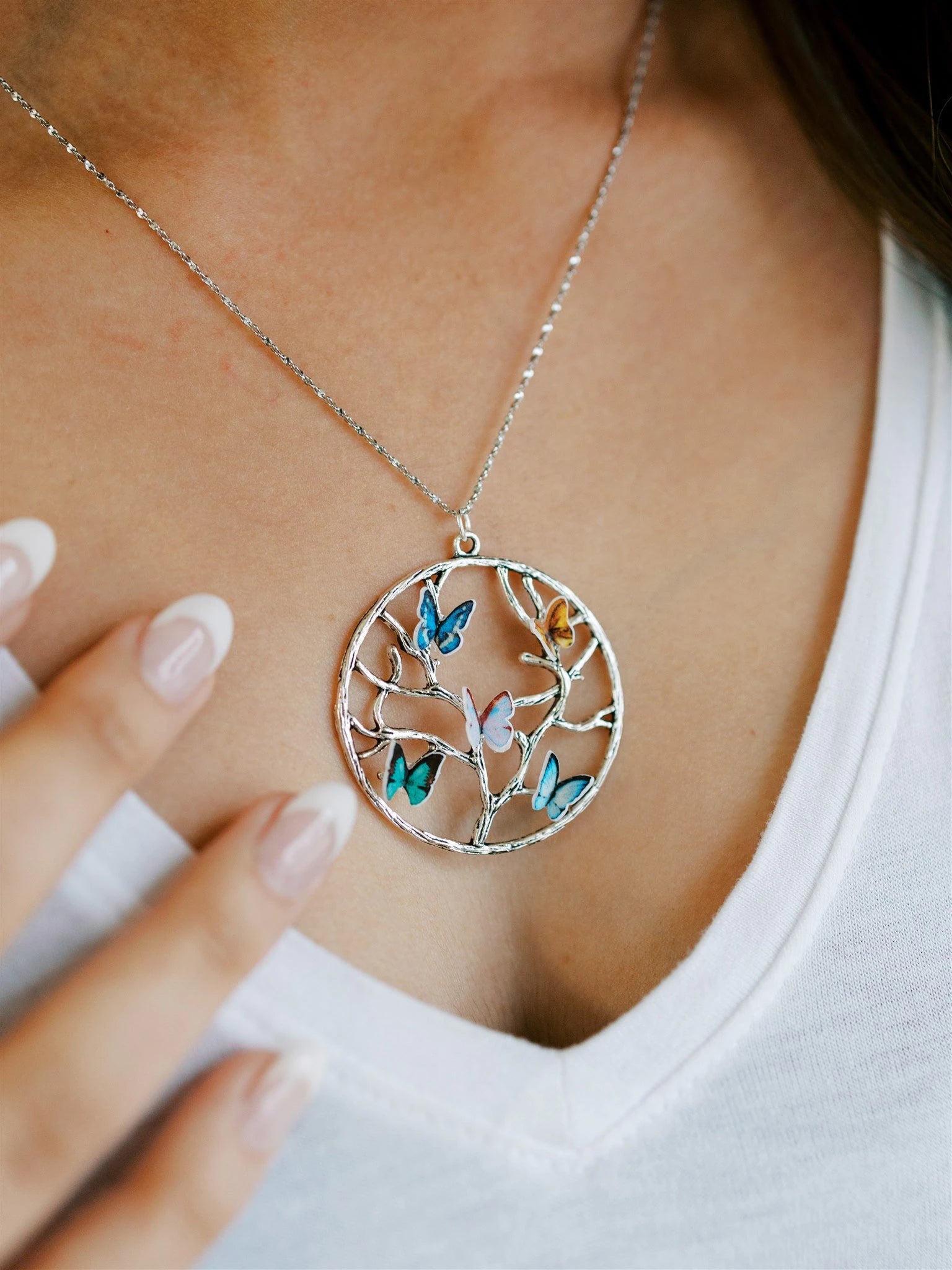 Butterfly Birthstone Necklace - Birthstone Jewelry -  Tree of Life Necklace