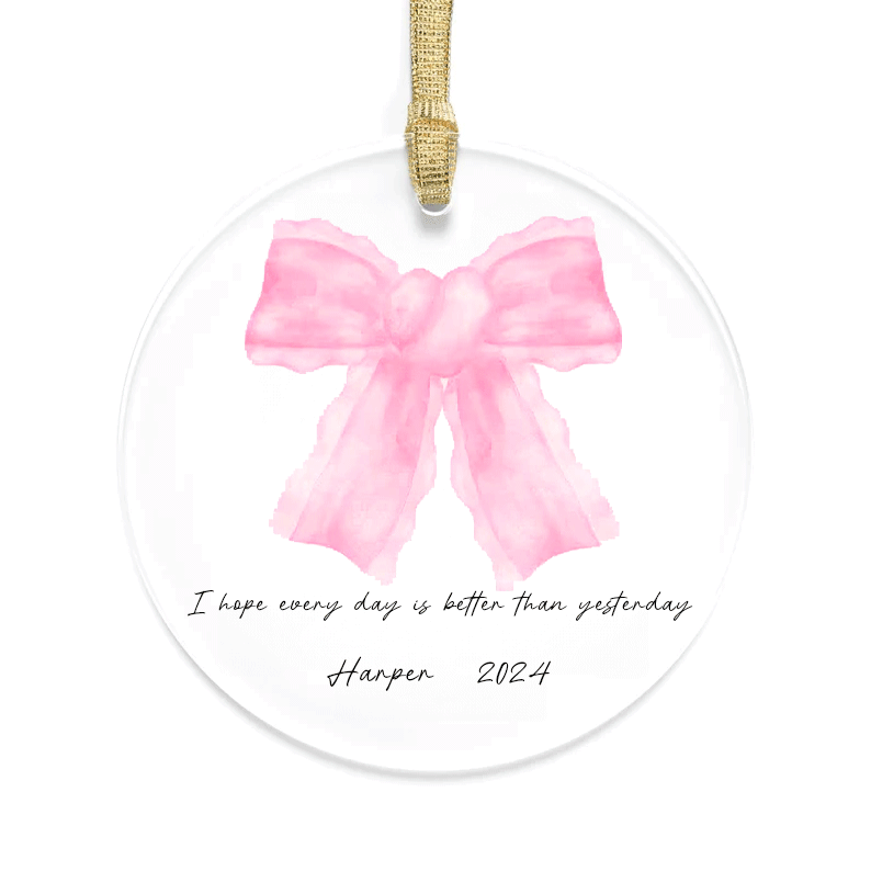 Christmas bow ornaments acrylic material personalized name