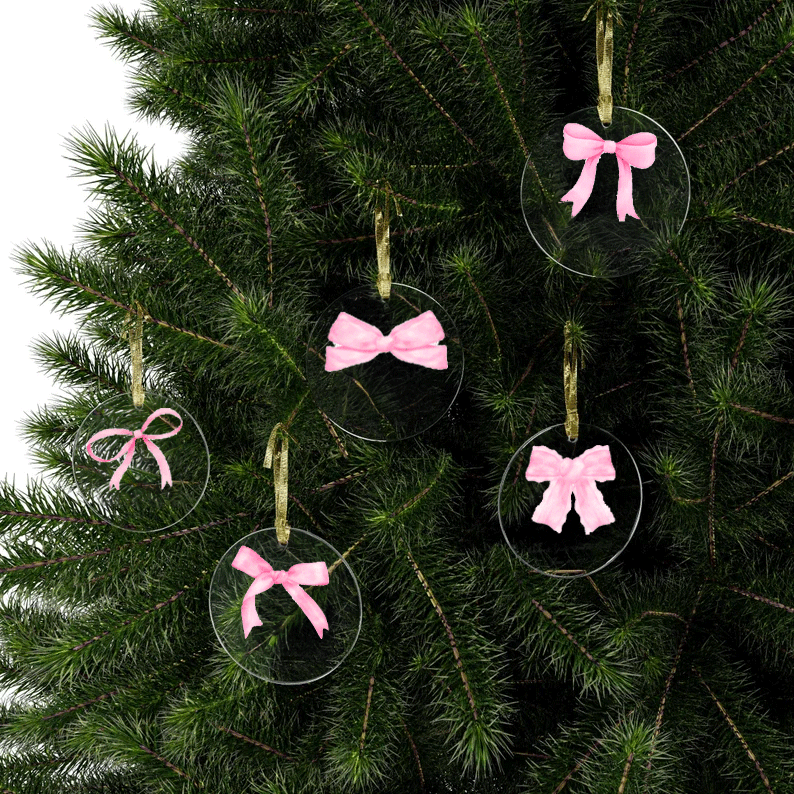 Christmas bow ornaments acrylic material personalized name