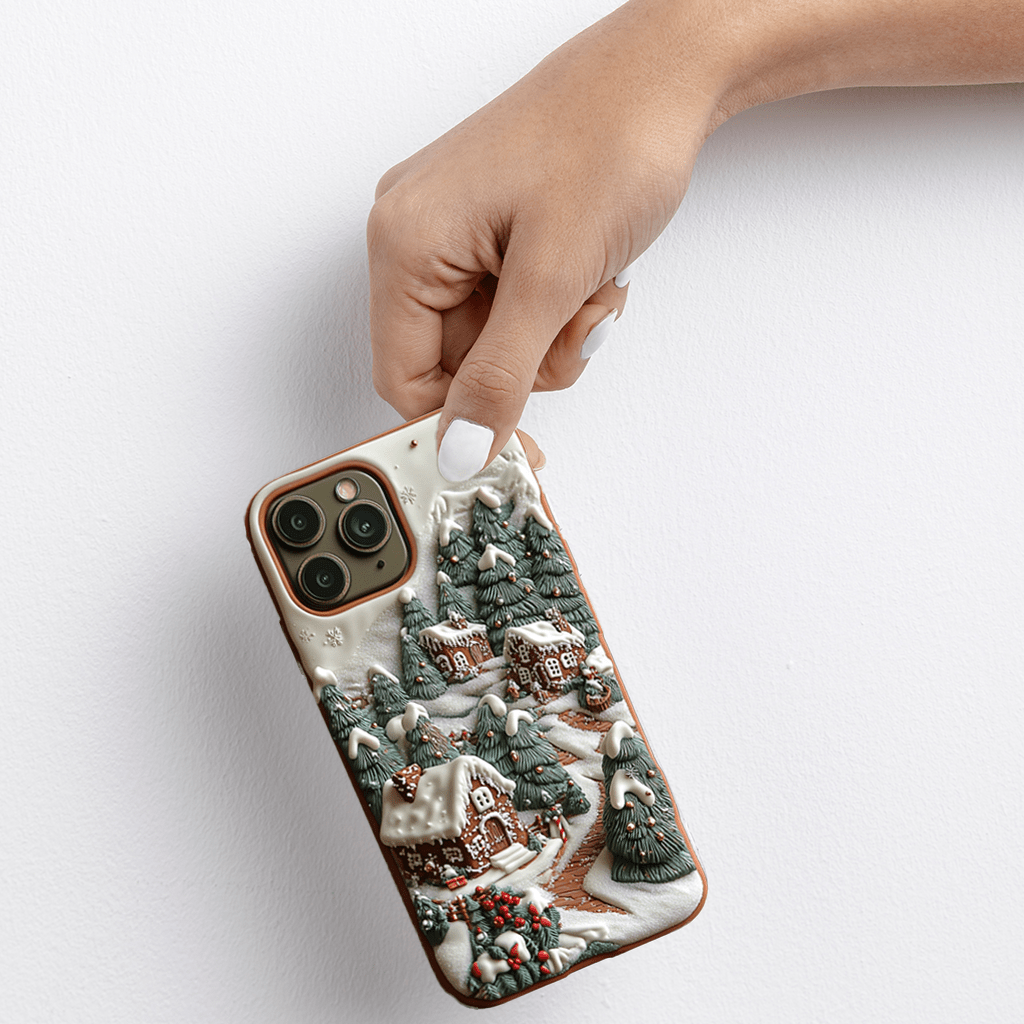 Christmas gingerbread house phone cases, multiple styles available, iPhone, Pixel, Samsung