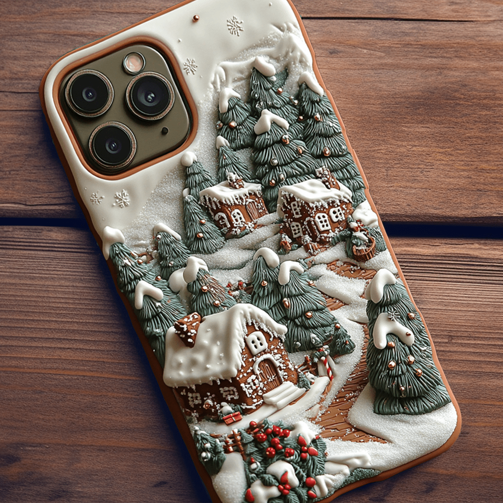 Christmas gingerbread house phone cases, multiple styles available, iPhone, Pixel, Samsung