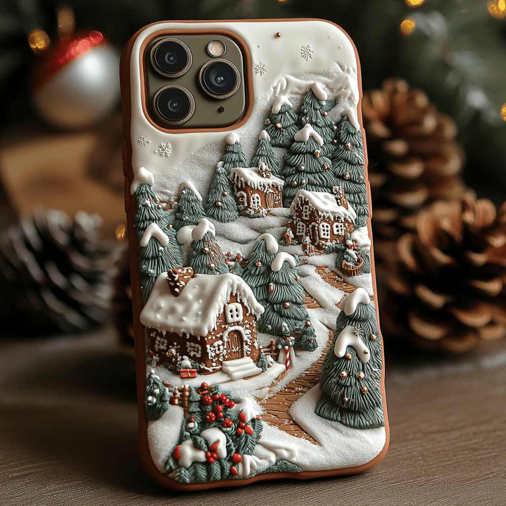 Christmas gingerbread house phone cases, multiple styles available, iPhone, Pixel, Samsung