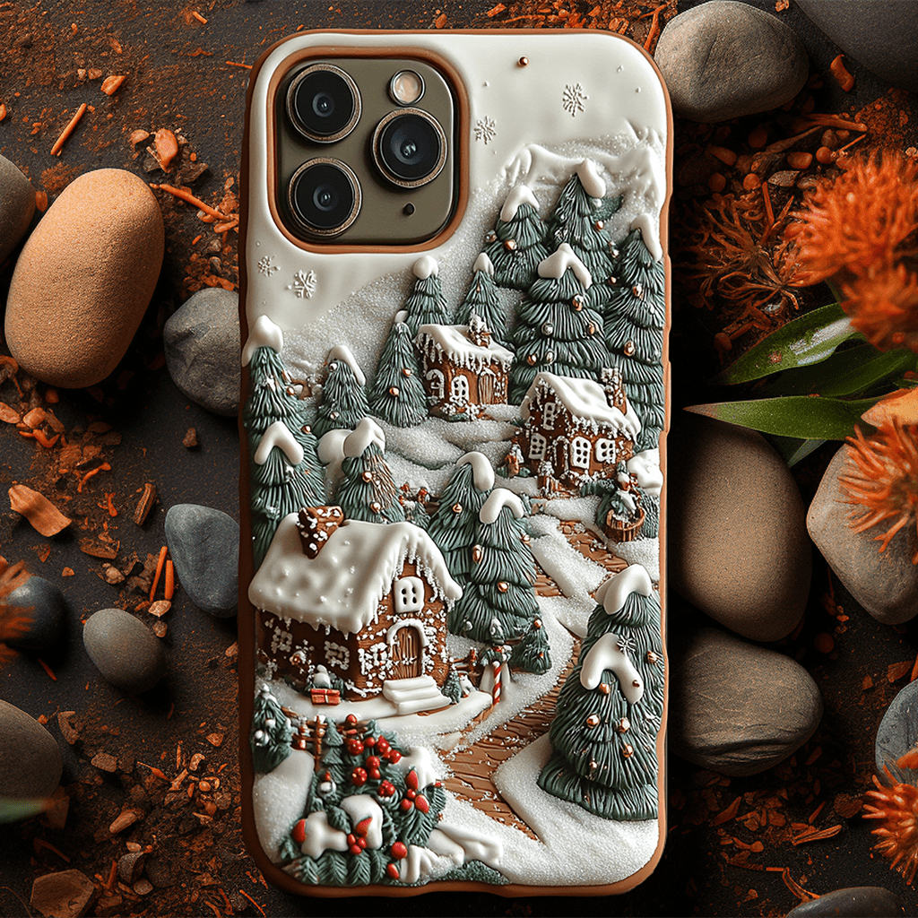 Christmas gingerbread house phone cases, multiple styles available, iPhone, Pixel, Samsung