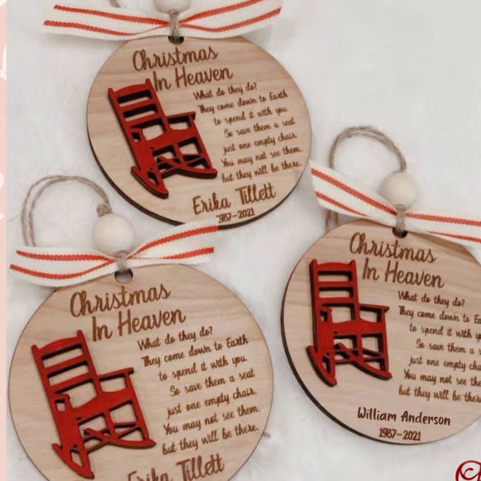 Christmas in Heaven, decorative document memorial ornament for a loved one