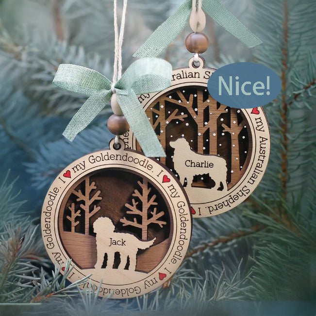 Christmas ornament, pet dog pattern, snow scene, custom gift, Christmas ornament