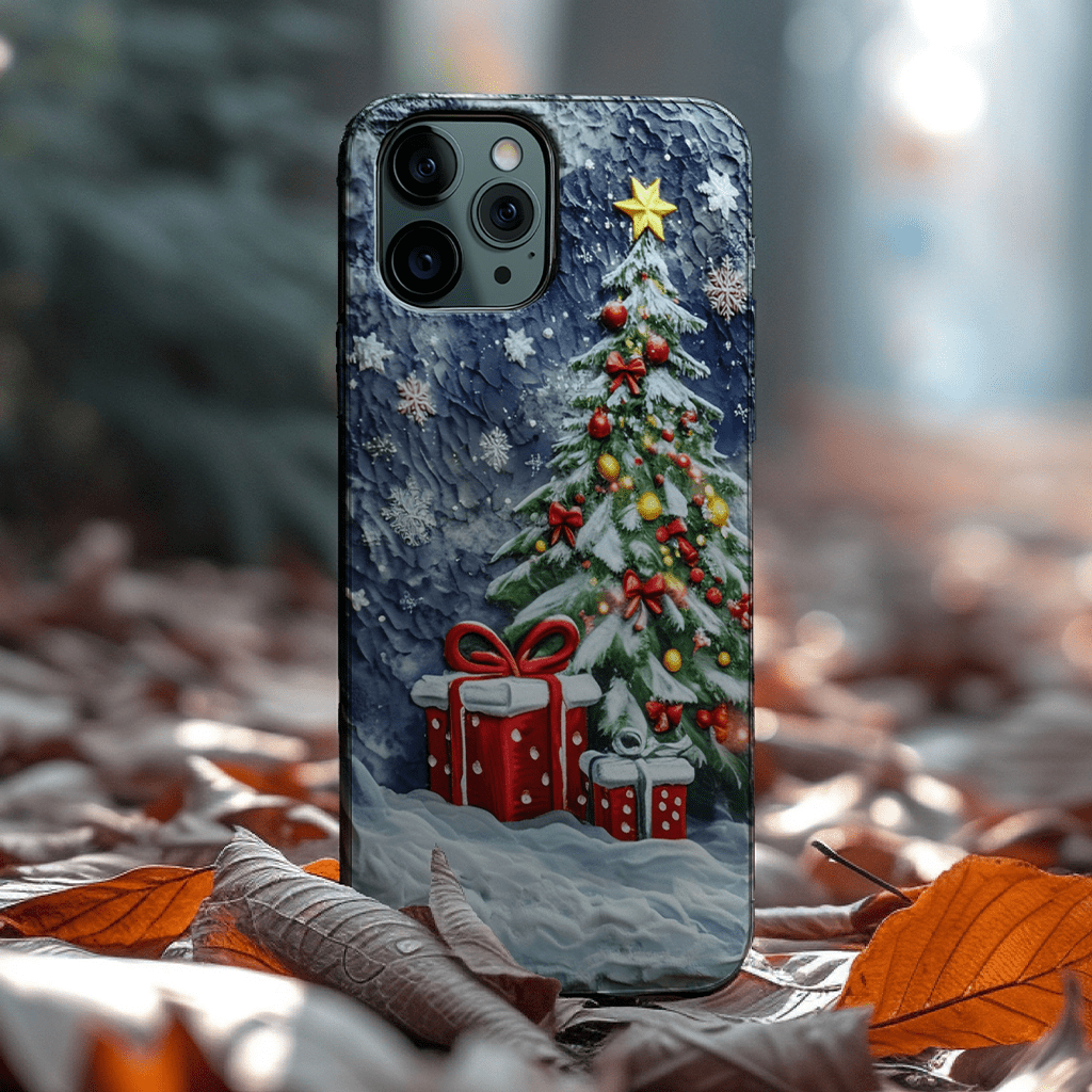 Christmas tree phone cases, various styles available, iPhone, Pixel, Samsung