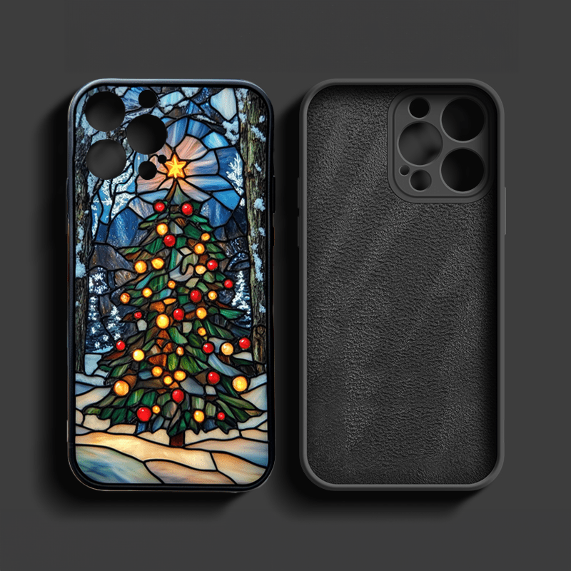 Christmas tree stained glass phone cases, multiple styles available, iPhone, Pixel, Samsung