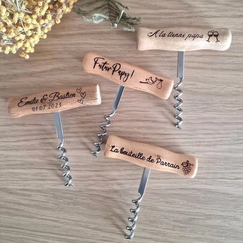 Custom Engraved Wooden Corkscrews - The Perfect Personalized Gift for Any Occasion