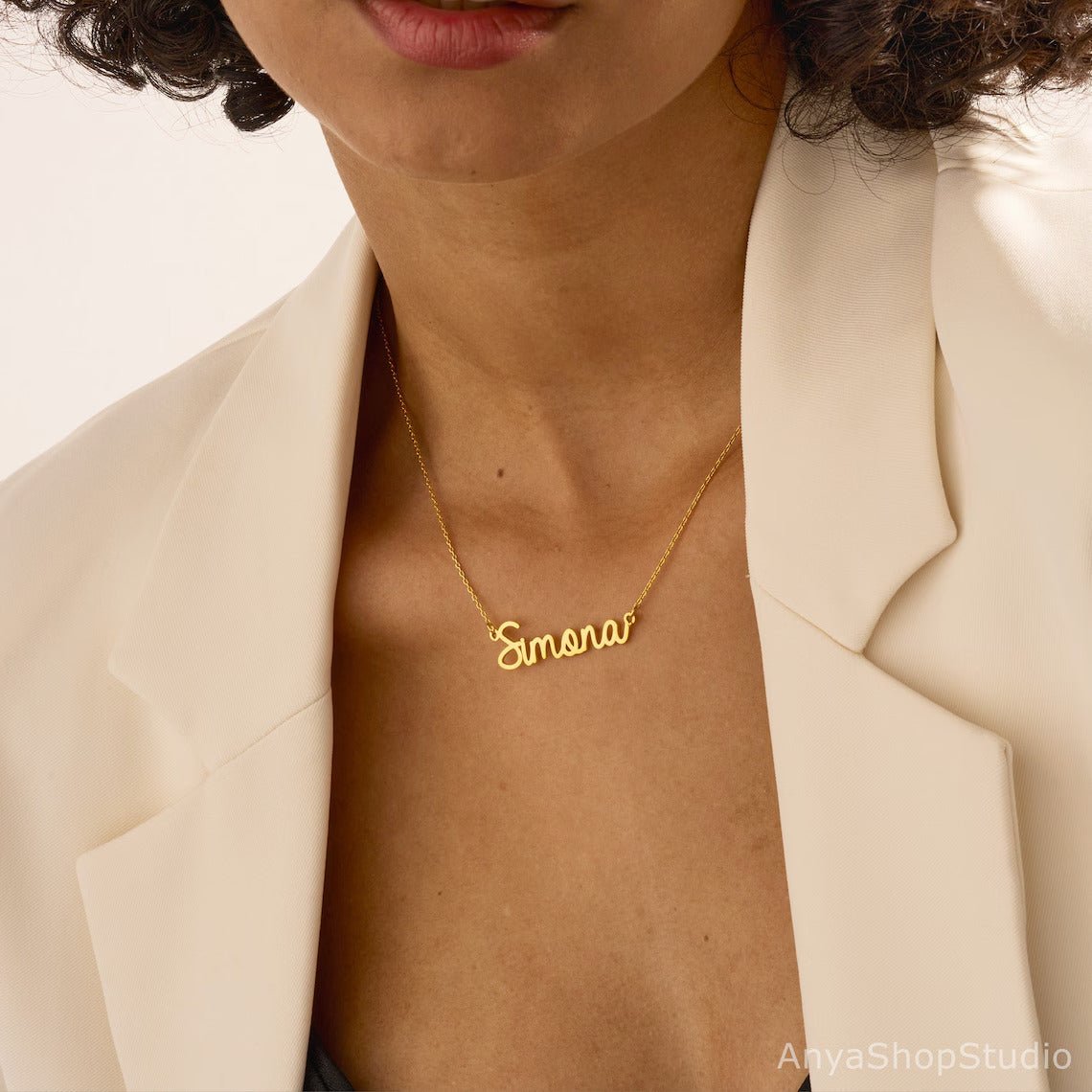 Custom Name Necklace, 18K Gold Plated Name Necklace, Personalized Name Necklace, Birthday Gift for Her, Mother's Day Gift, Gift for Mom - 我的商店