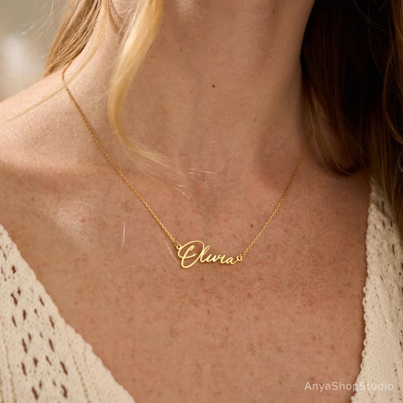 Custom Name Necklace, 18K Gold Plated Name Necklace, Personalized Name Necklace, Birthday Gift for Her, Mother's Day Gift, Gift for Mom - 我的商店