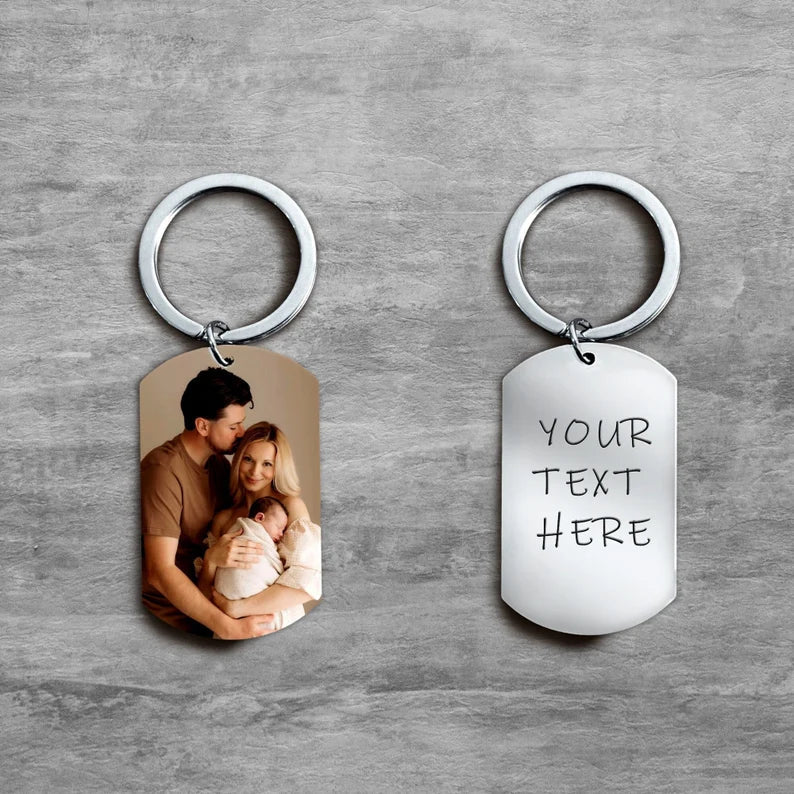 Custom Picture Keychain, Personalized Text Keychain, Doubled Sided Picture Keychain, Anniversary Gift , Gift For him, Mother‘s day Gifts - 我的商店
