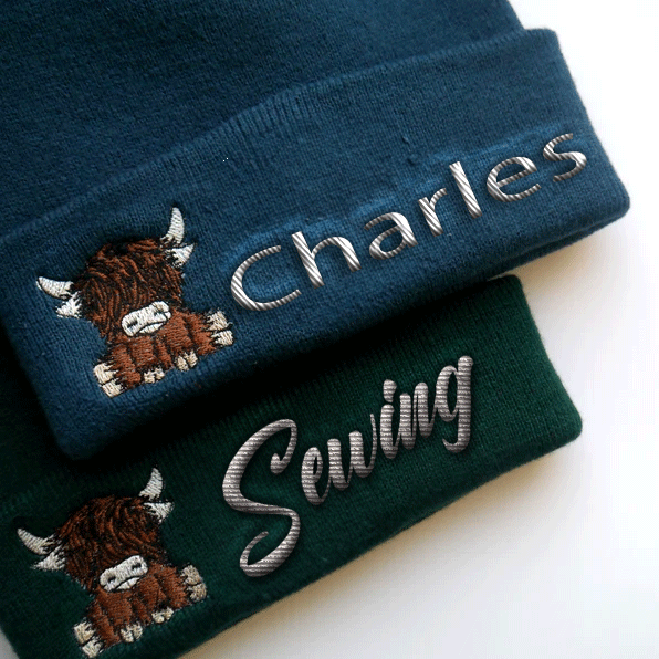 Cute Scottish Highland Cow Embroidered Hat Personalized Embroidered Name