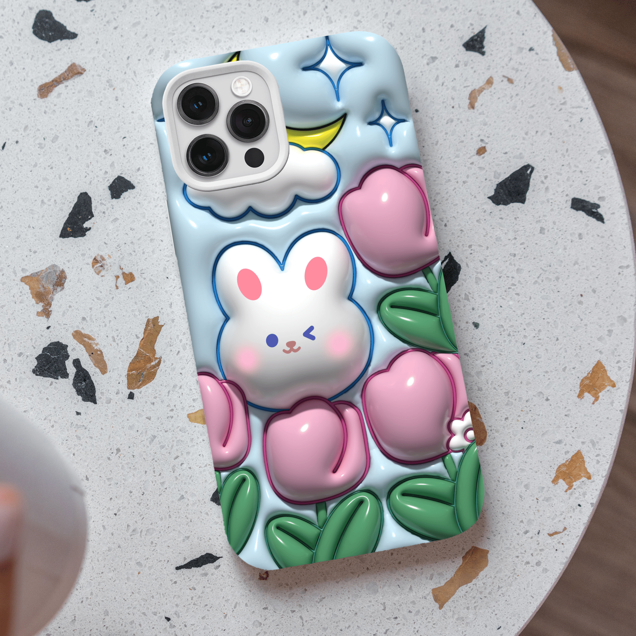 Cute tulips and bunny creative phone cases, multiple styles available, iPhone, Pixel, Samsung