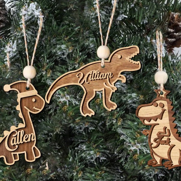 Dinosaur Christmas ornaments, children's ornaments, wooden ornaments, 2024 ornaments