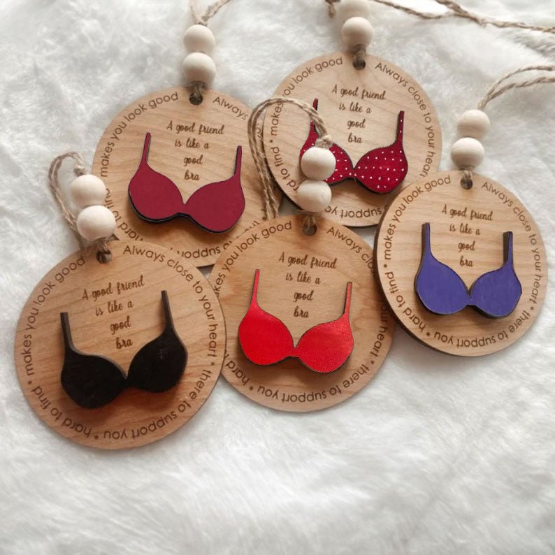 Funny friend ornaments, friend ornaments shaped like bras, Christmas decorations