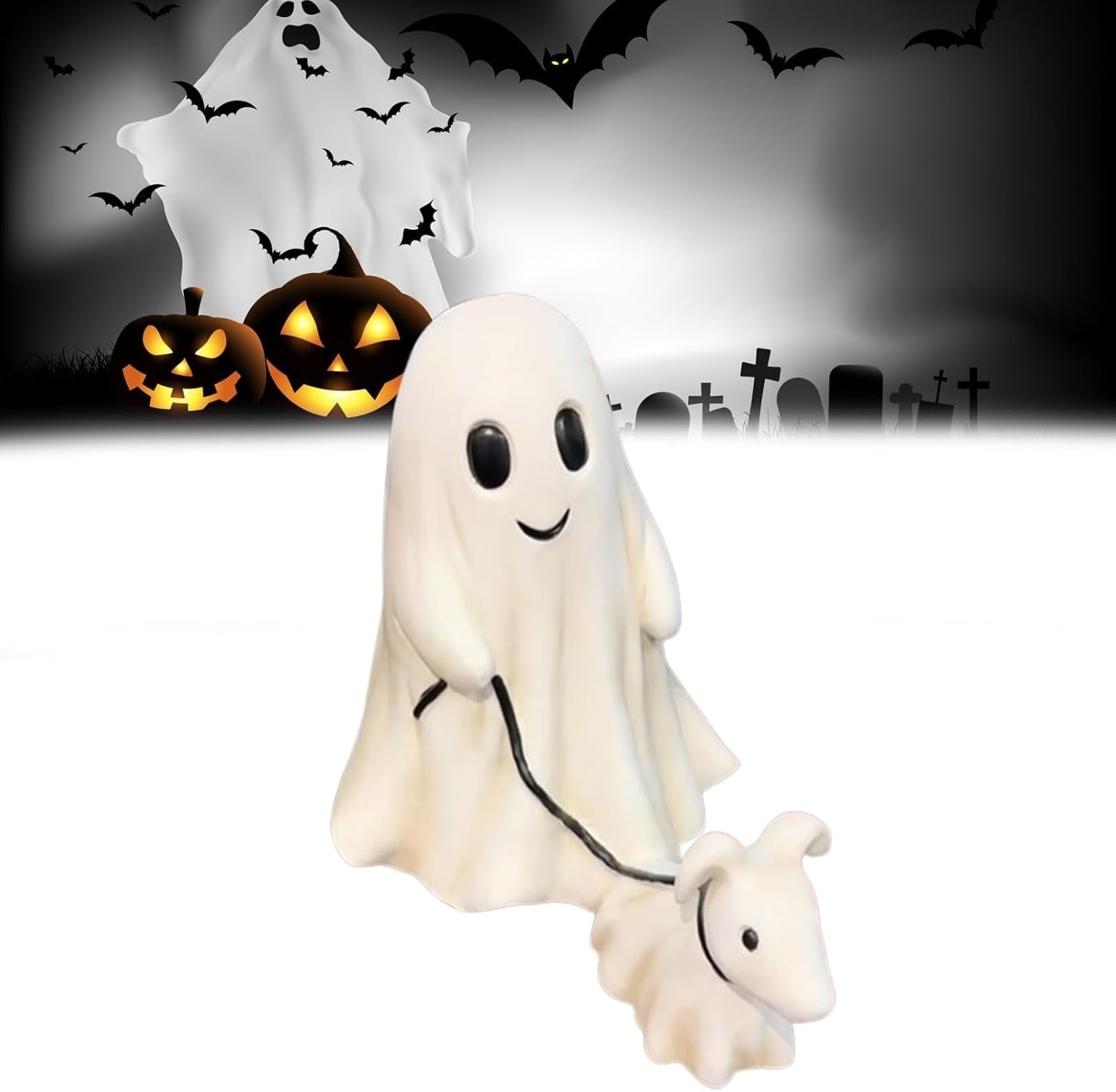 Ghost Walking Dog Figurine - Eco-friendly 3D Printed Desk Decor - Viral Popular Halloween Cute Gift Spooky