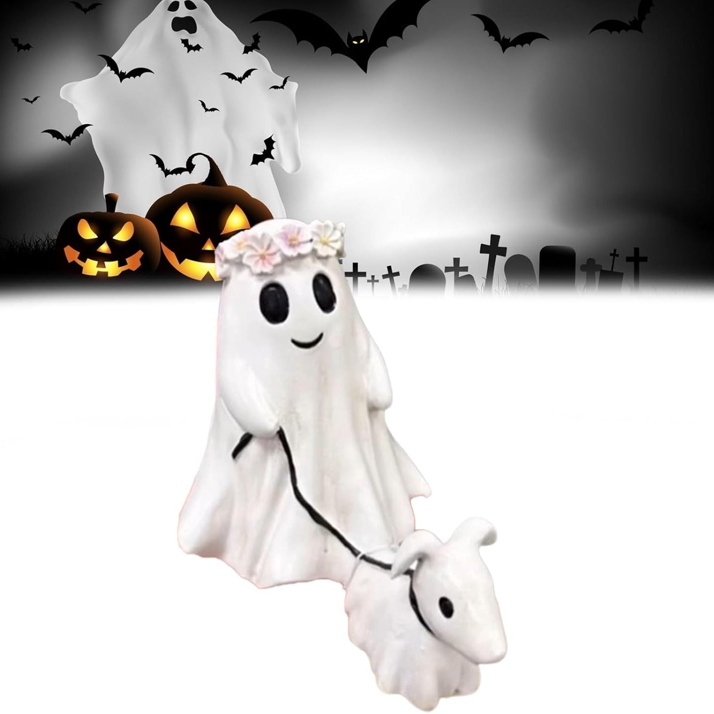 Ghost Walking Dog Figurine - Eco-friendly 3D Printed Desk Decor - Viral Popular Halloween Cute Gift Spooky