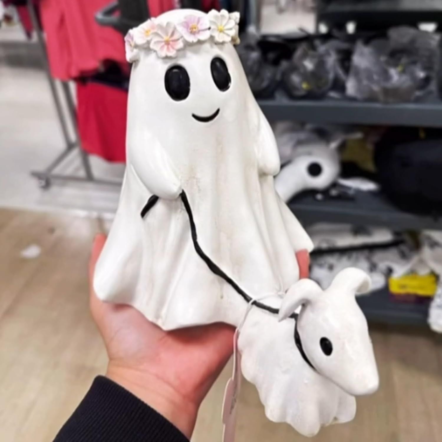 Ghost Walking Dog Figurine - Eco-friendly 3D Printed Desk Decor - Viral Popular Halloween Cute Gift Spooky