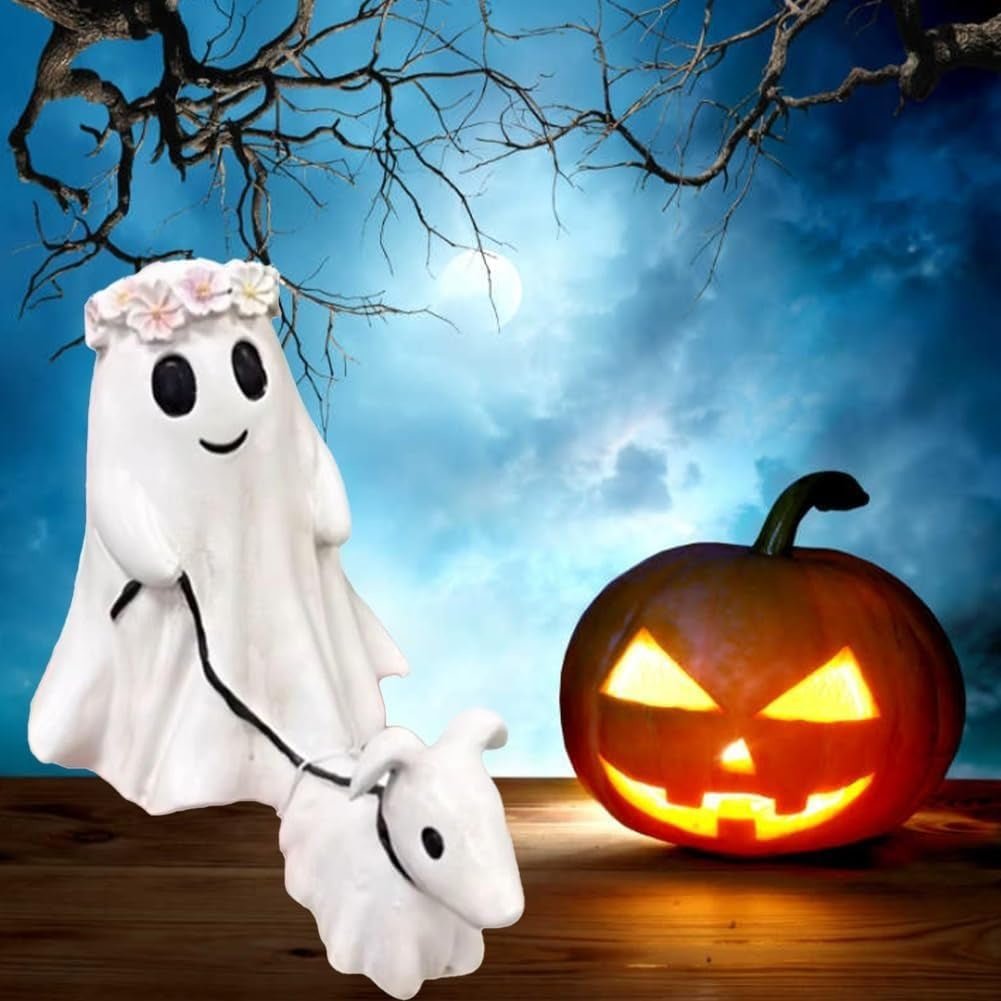 Ghost Walking Dog Figurine - Eco-friendly 3D Printed Desk Decor - Viral Popular Halloween Cute Gift Spooky