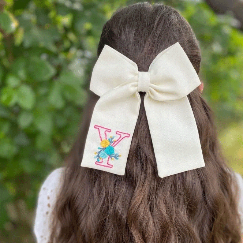 Gift for a sweet daughter: wedding flower girl bow, floral hair clip