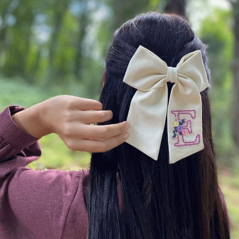 Gift for a sweet daughter: wedding flower girl bow, floral hair clip