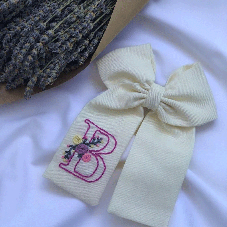 Gift for a sweet daughter: wedding flower girl bow, floral hair clip