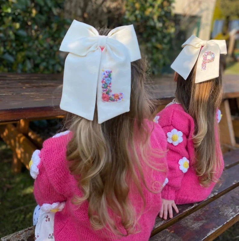 Gift for a sweet daughter: wedding flower girl bow, floral hair clip