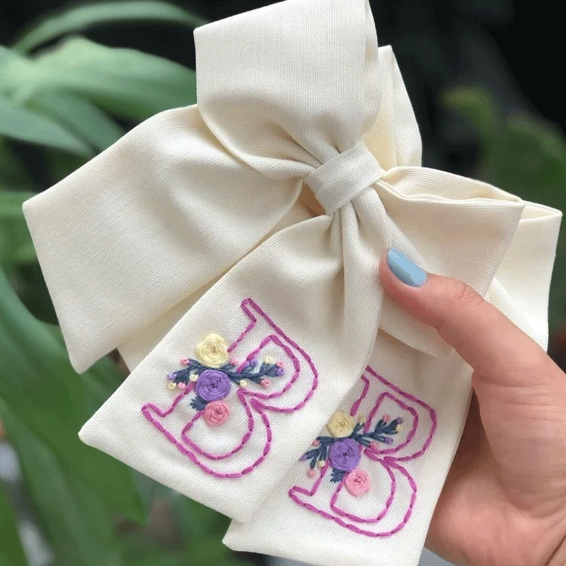 Gift for a sweet daughter: wedding flower girl bow, floral hair clip