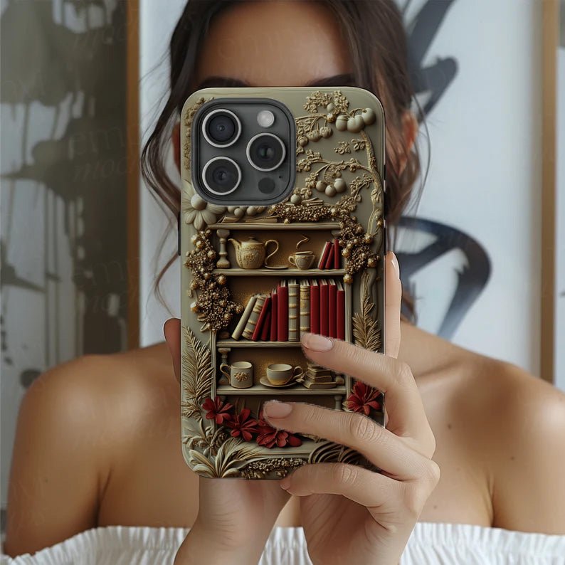 Gilded Bookshelf, iPhone, Pixel, Samsung