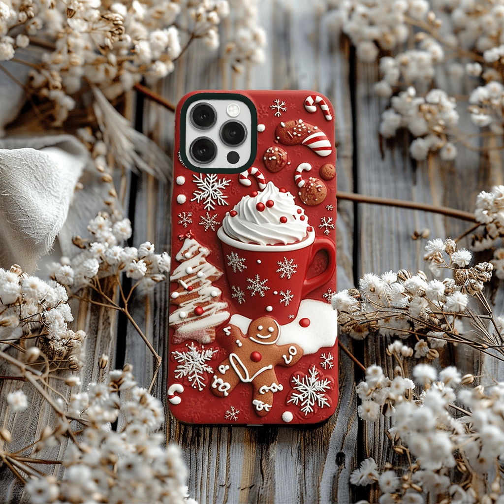 Gingerbread Coffee Joy phone cases, multiple styles available, iPhone, Pixel, Samsung