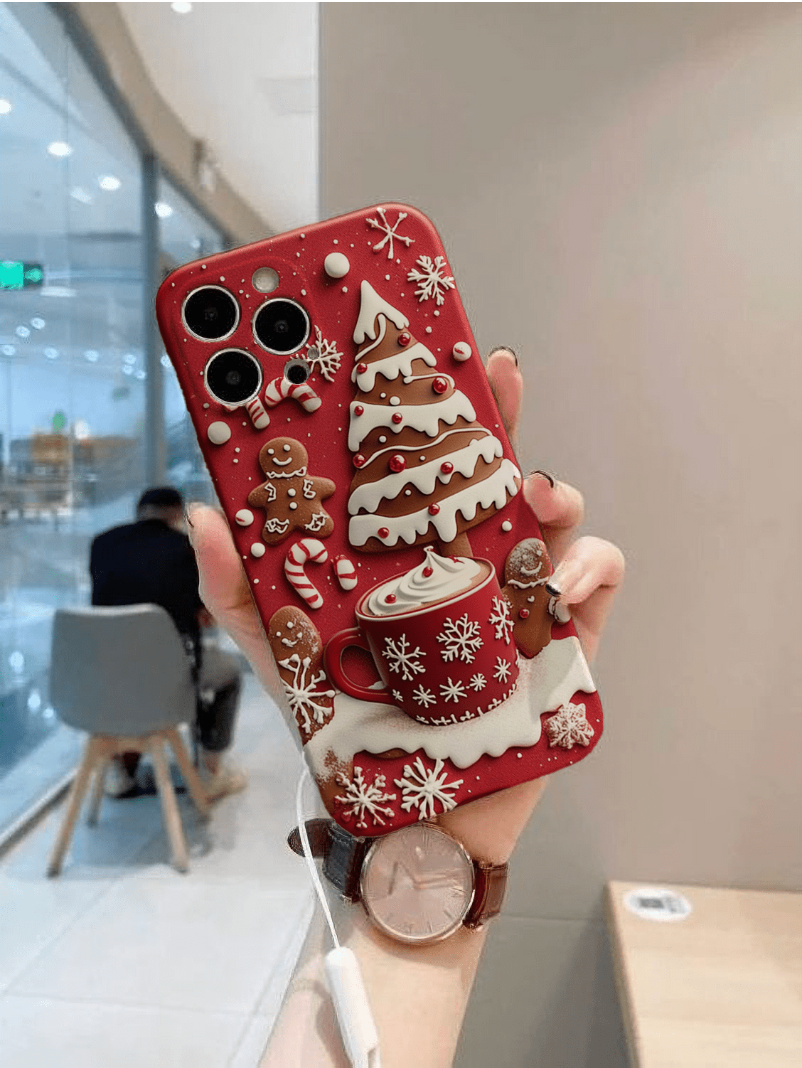 Gingerbread Coffee Joy phone cases, multiple styles available, iPhone, Pixel, Samsung