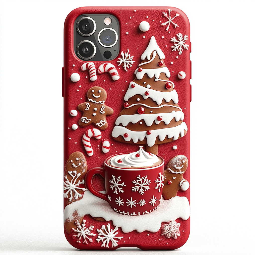 Gingerbread Coffee Joy phone cases, multiple styles available, iPhone, Pixel, Samsung