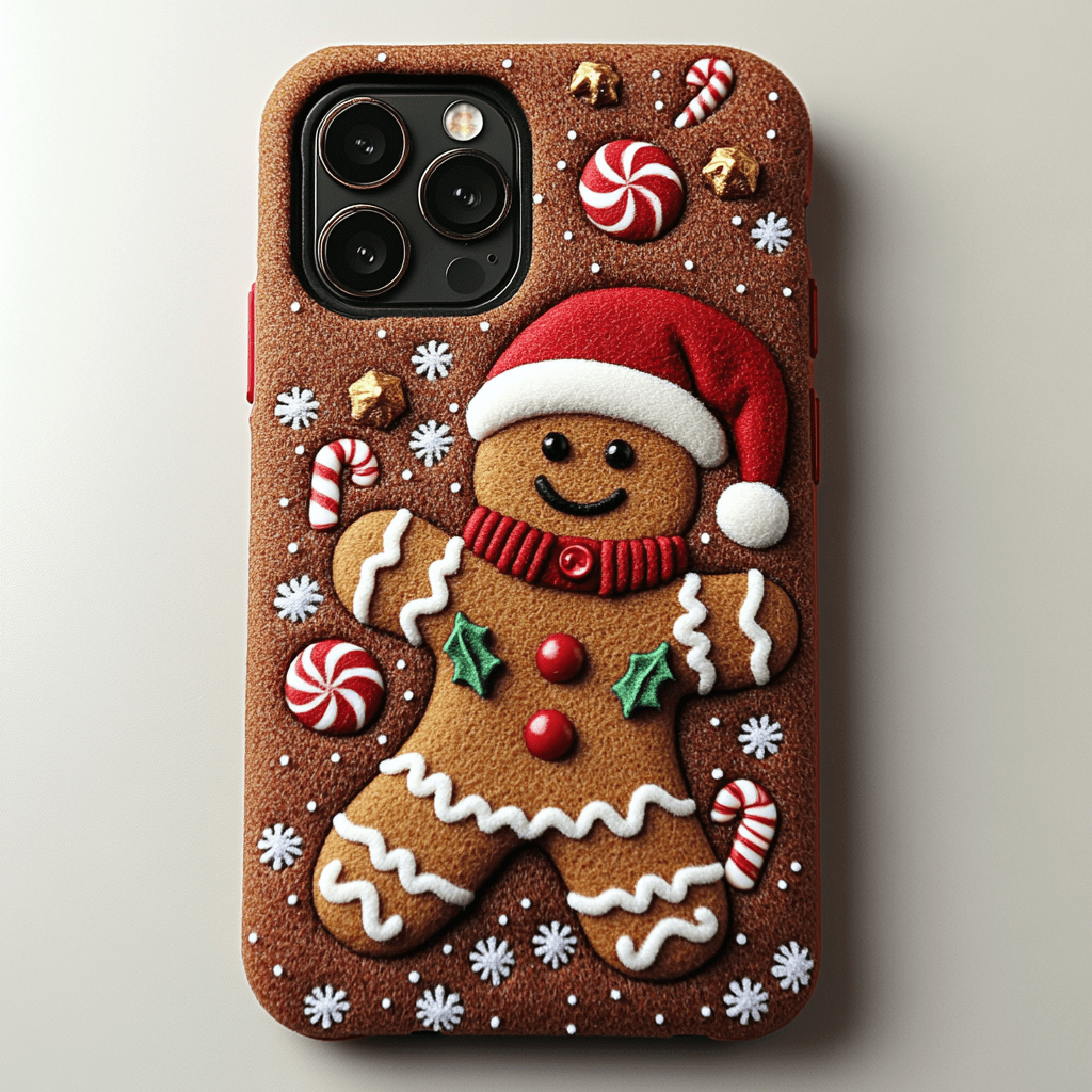 Gingerbread smiley face, iPhone, Pixel, Samsung