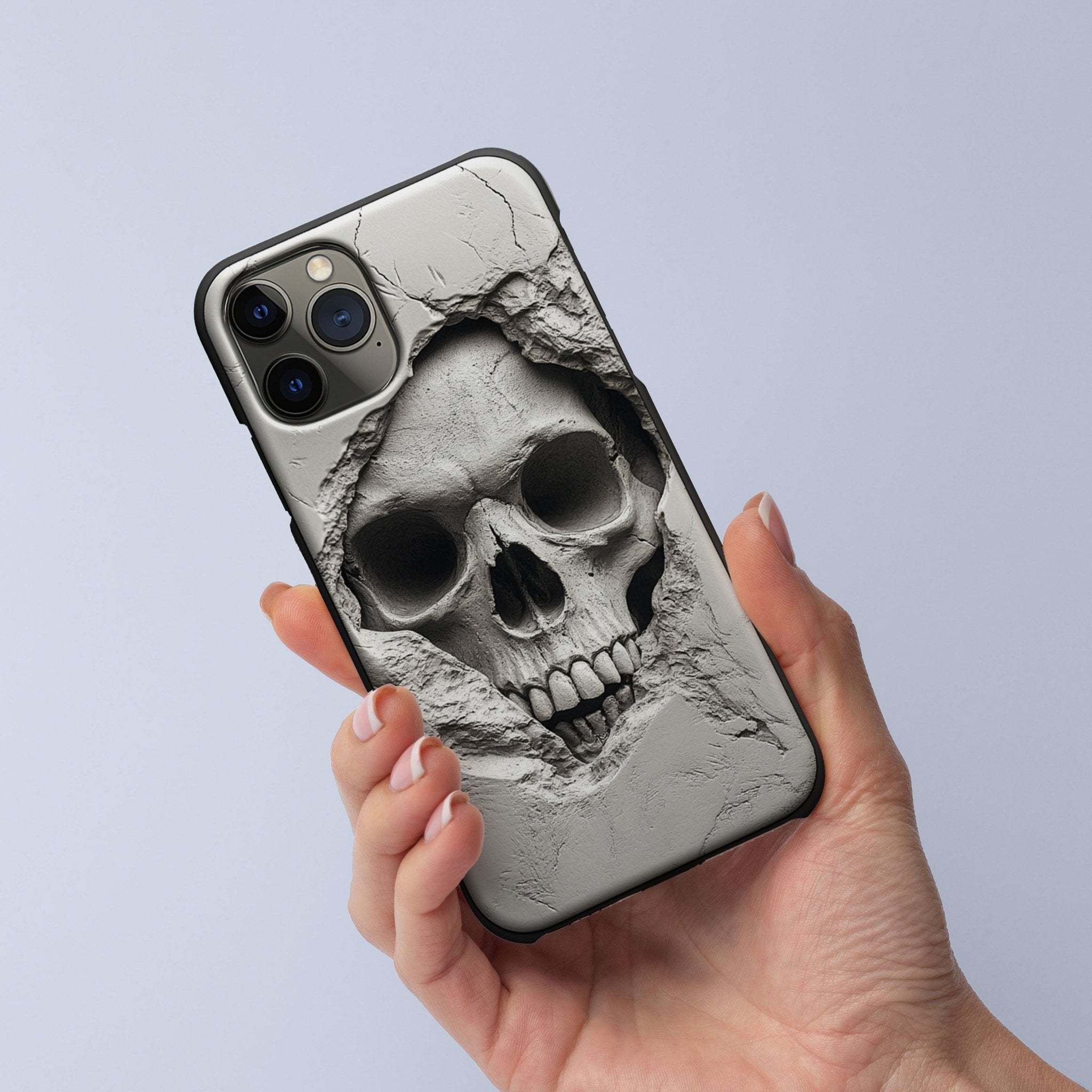 Halloween 3D skull phone cases, multiple styles available, iPhone, Pixel, Samsung