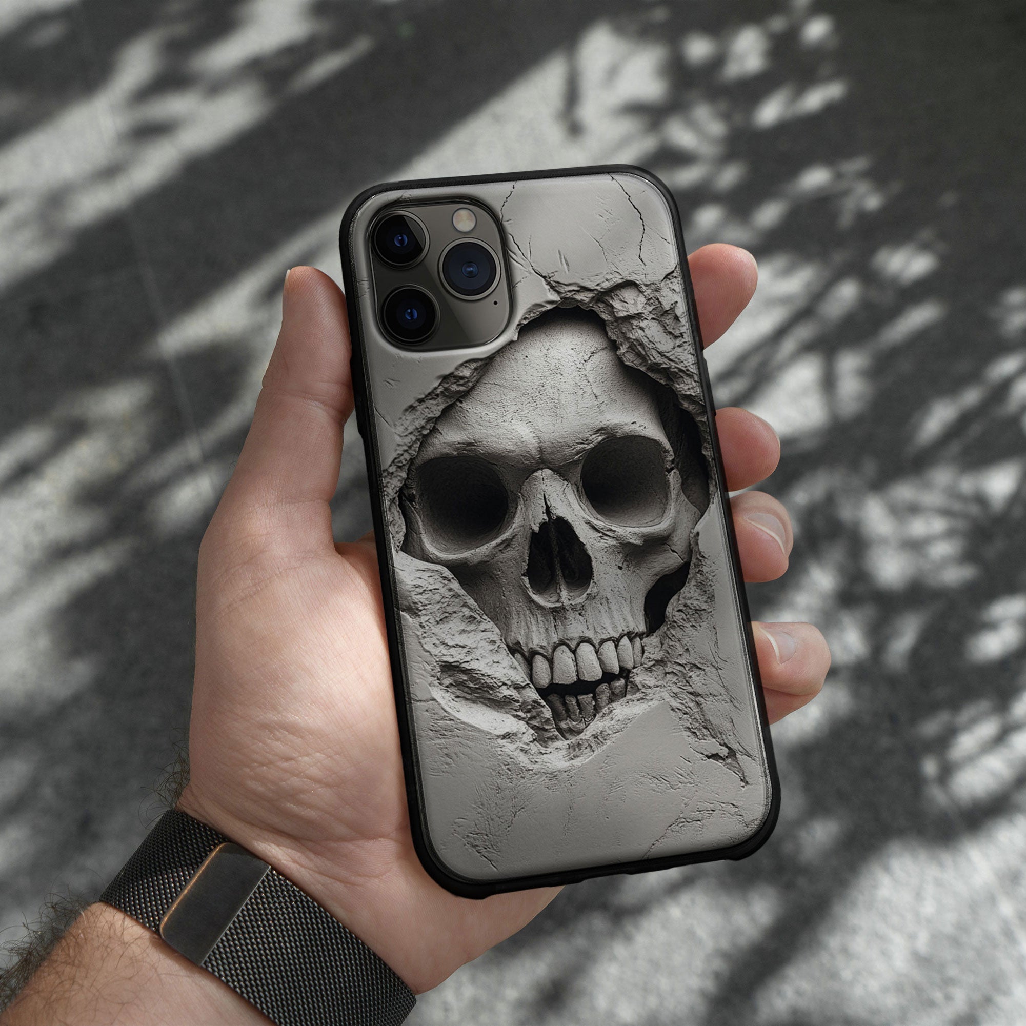 Halloween 3D skull phone cases, multiple styles available, iPhone, Pixel, Samsung