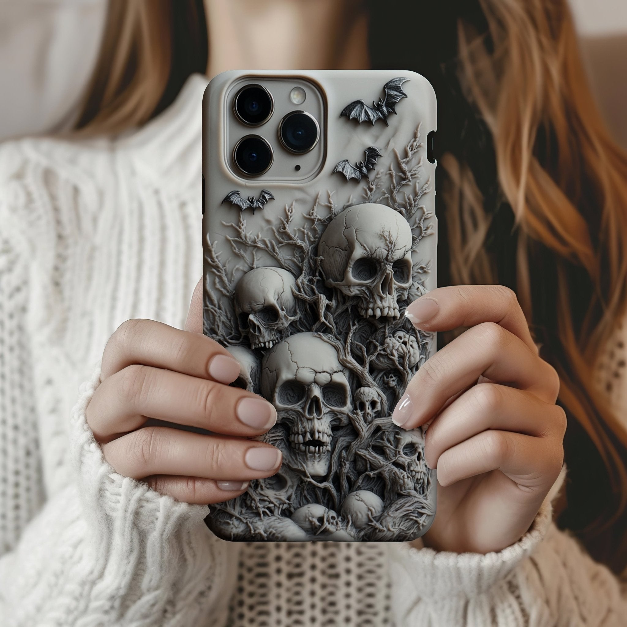 Halloween Bat Skull Phone Case, multiple styles available, iPhone, Pixel, Samsung