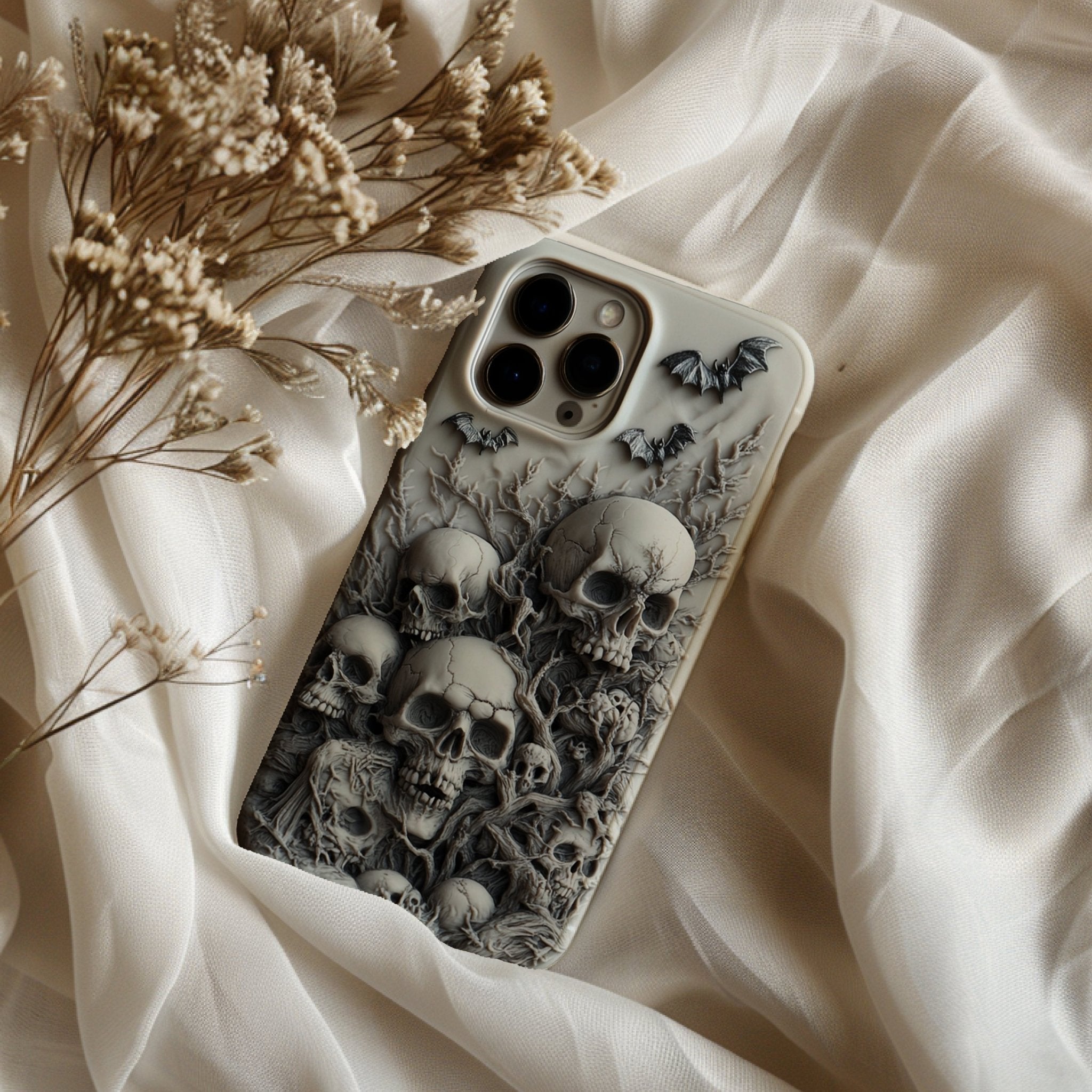 Halloween Bat Skull Phone Case, multiple styles available, iPhone, Pixel, Samsung