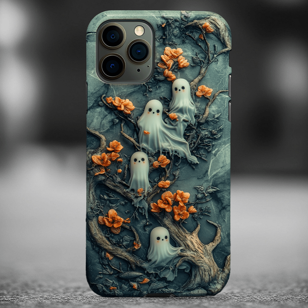 Halloween ghost floating phone case, multiple styles available, iPhone, Pixel, Samsung