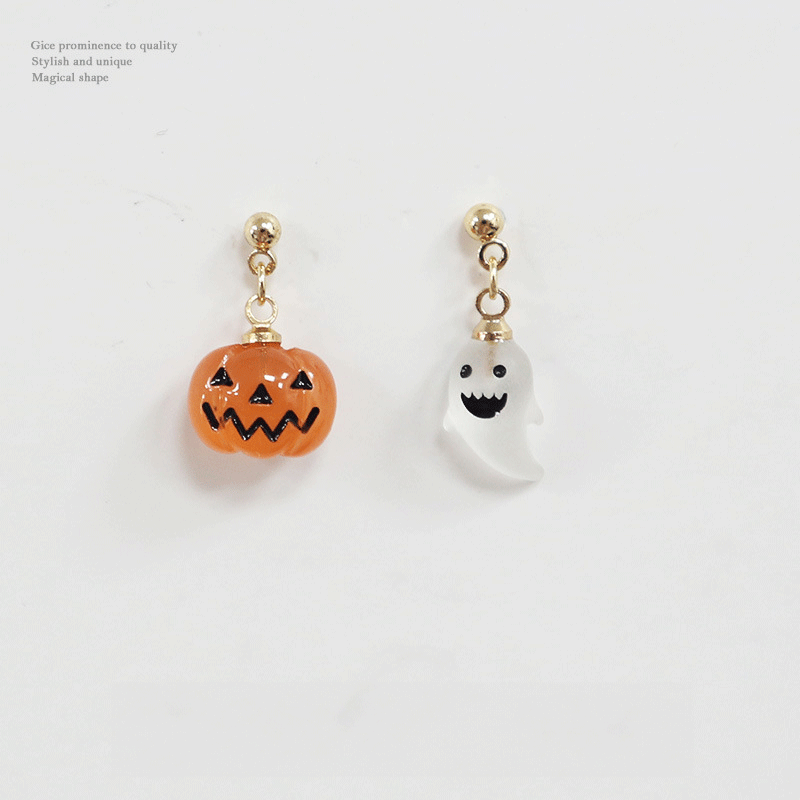 Halloween limited edition cute pumpkin earrings, ghost earrings, resin earrings.