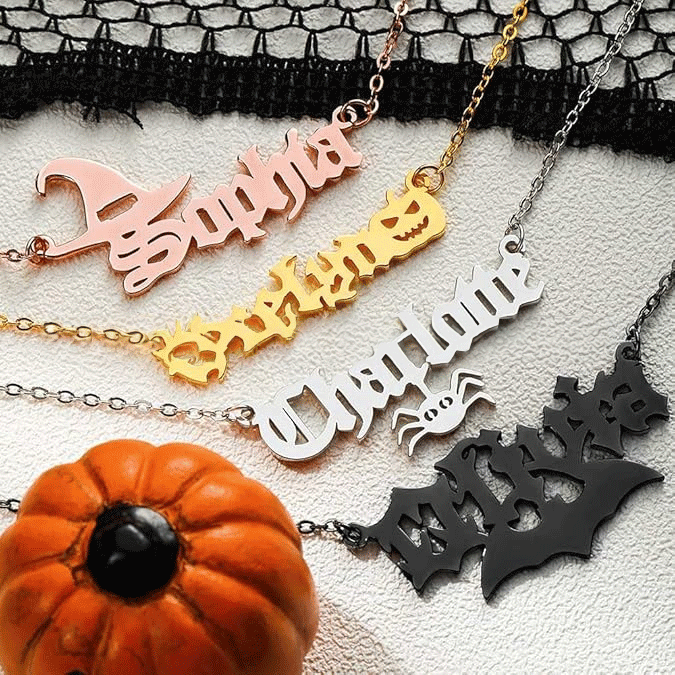 Halloween necklace, Gothic necklace, personalized text, make it your exclusive necklace