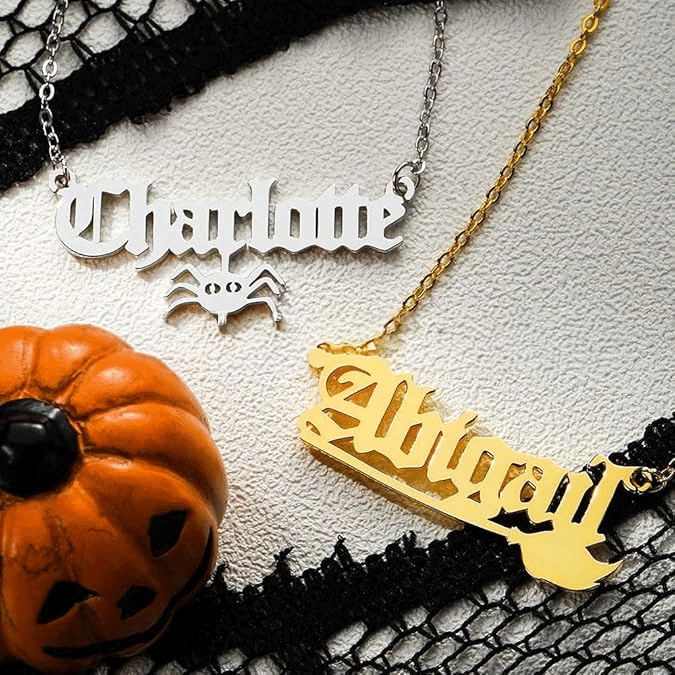 Halloween necklace, Gothic necklace, personalized text, make it your exclusive necklace