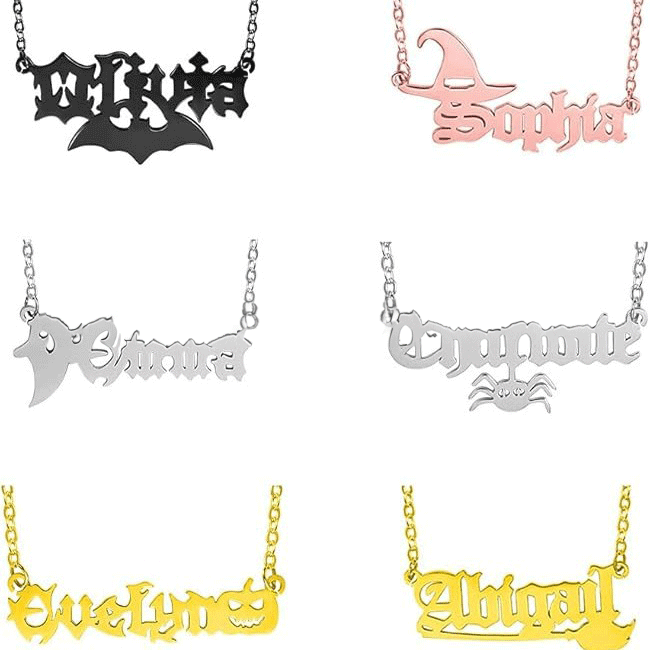 Halloween necklace, Gothic necklace, personalized text, make it your exclusive necklace