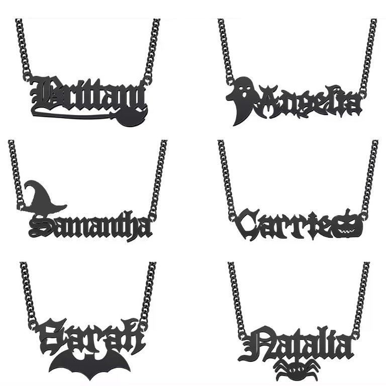 Halloween necklace, Gothic necklace, personalized text, make it your exclusive necklace